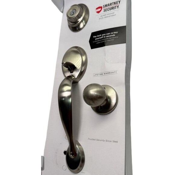 Kwikset Dakota Satin Nickel Door Handleset W/ Polo Knob & SmartKey 687DAXP15SMT - Picture 2 of 11